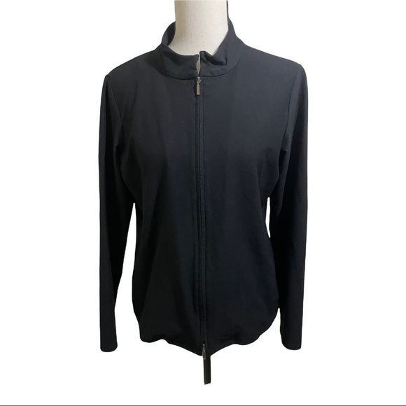 Eileen fisher 2 way zip jacket. Rayon black size medium long sleeve. - Picture 1 of 10